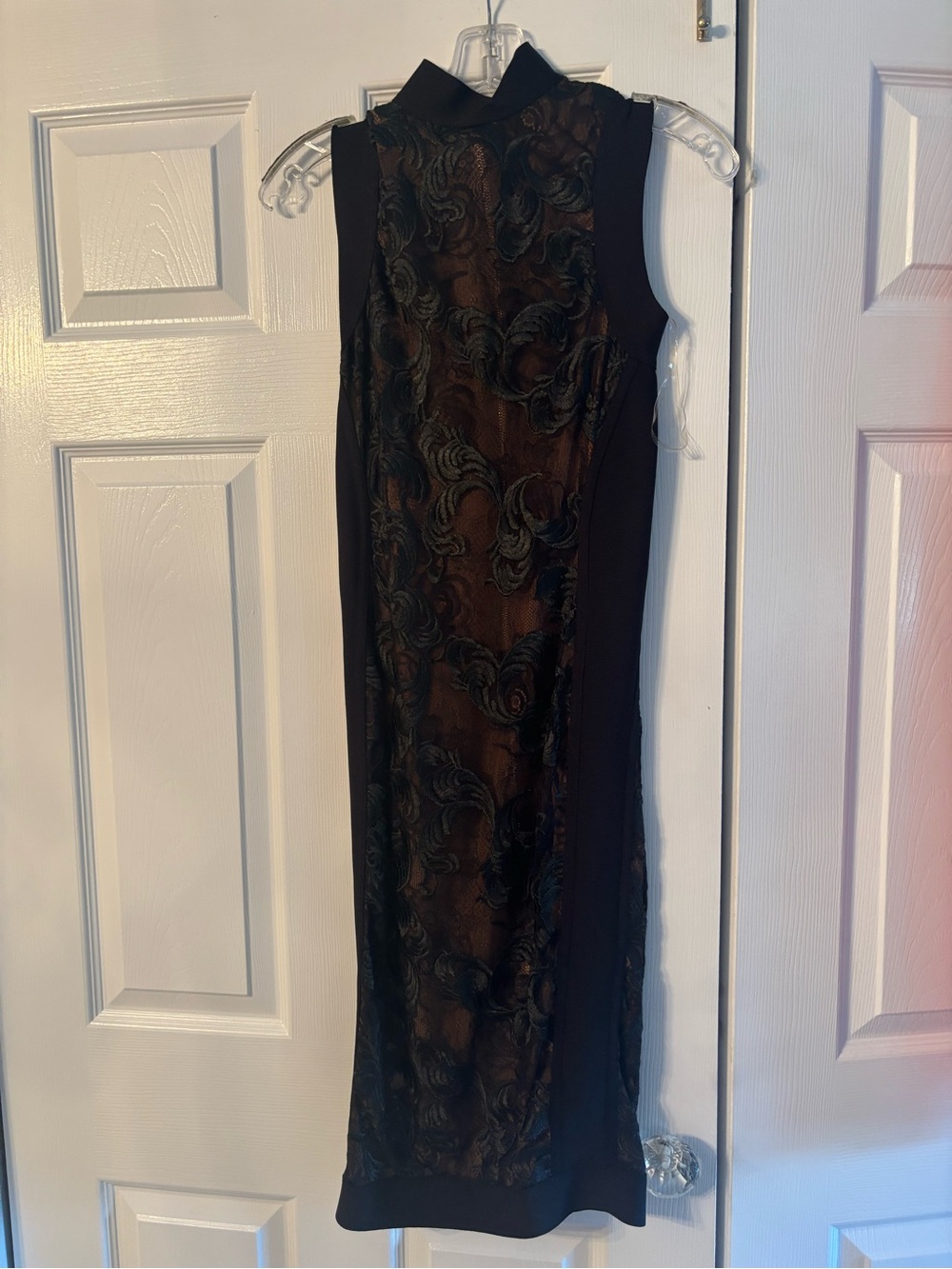 House of CB Black Lace-Overlay Midi Dress